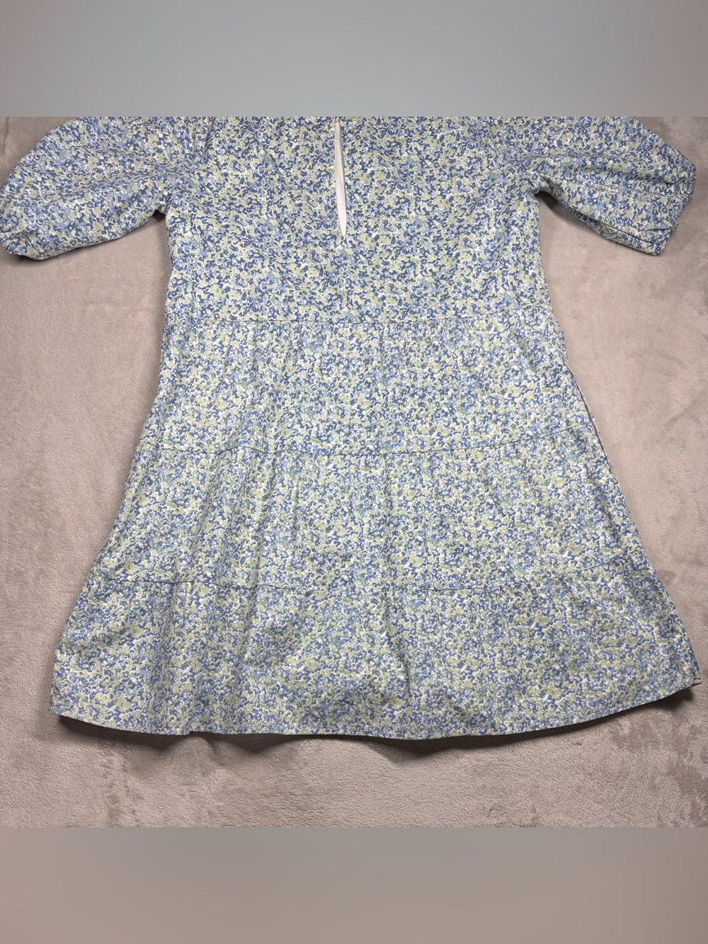 Abercrombie & Fitch Floral Short Puff Sleeve Green Blue White Mini Dress Small - Picture 14 of 16